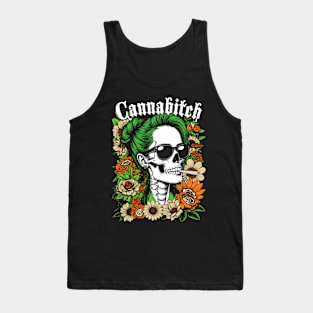 Canna Weed Smoker Stoner Skeleton 420 Pot Tank Top